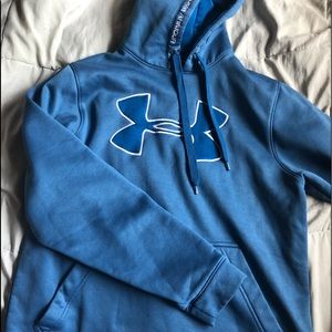 Boys Blue Under Armor Hoodie | Fleece Big Logo
